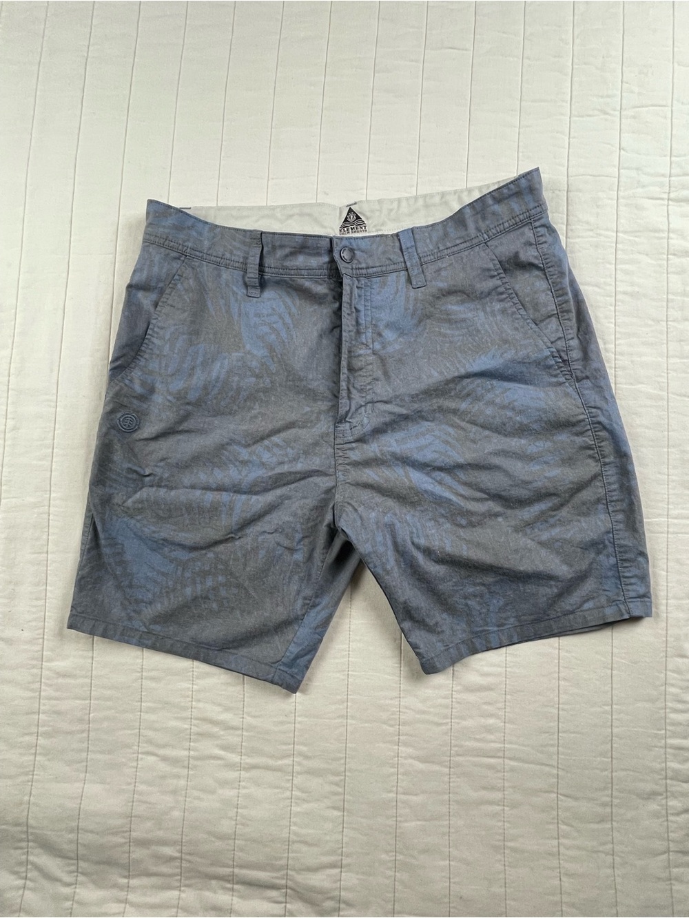 Element Men's Slate Blue Patterned Flat-Front Quick Dry Shorts Size 30